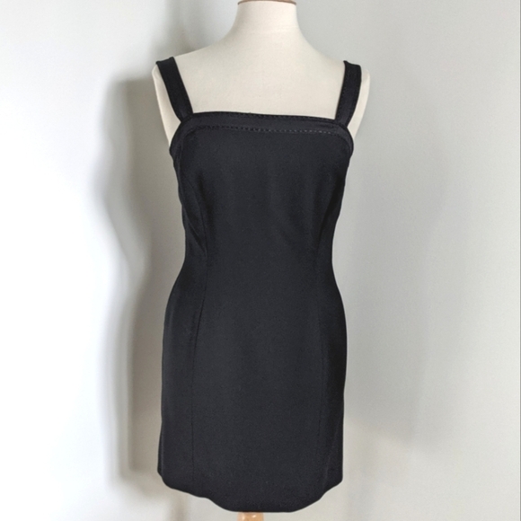 VINTAGE 90s Griffith Grey for St John Wool Formal Dress Classic LBD 8 - Picture 1 of 12